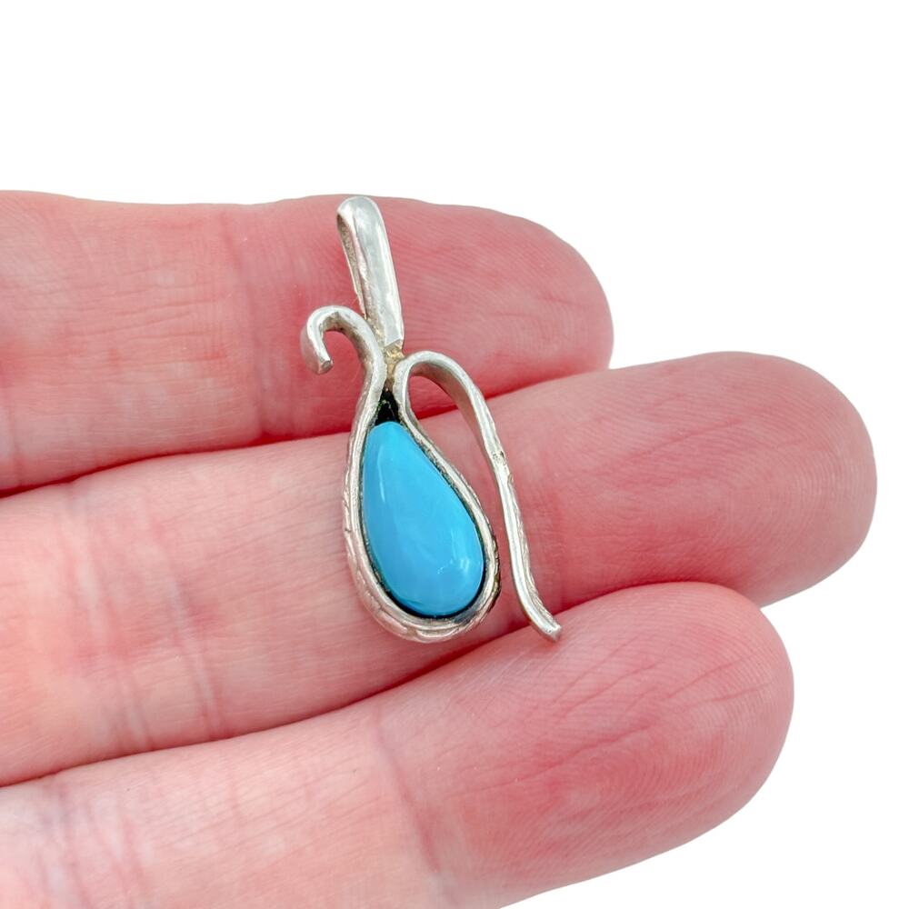 Vintage Sterling Silver 925 Turquoise Teardrop Pendant